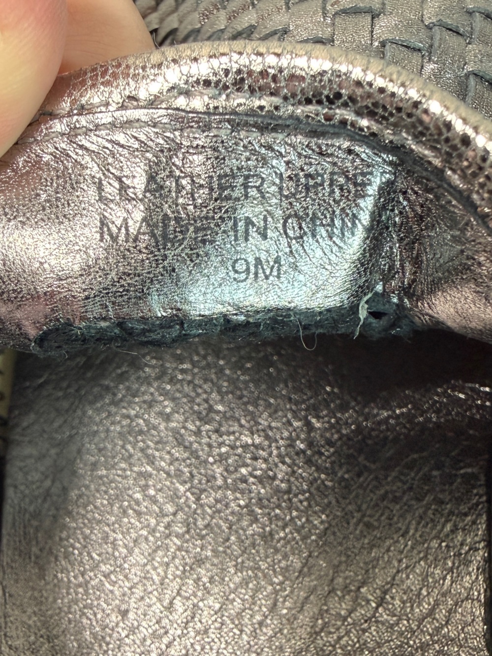 J/Slides Calina Woven Metallic Leather Slip-On Sneaker Gunmetal Quiet Luxury 9 - Picture 8 of 8